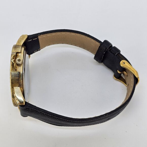 Charming Charlie Women’s Watch 40MM Gold Dial Black Leather Bands New Battery - Picture 9 of 13